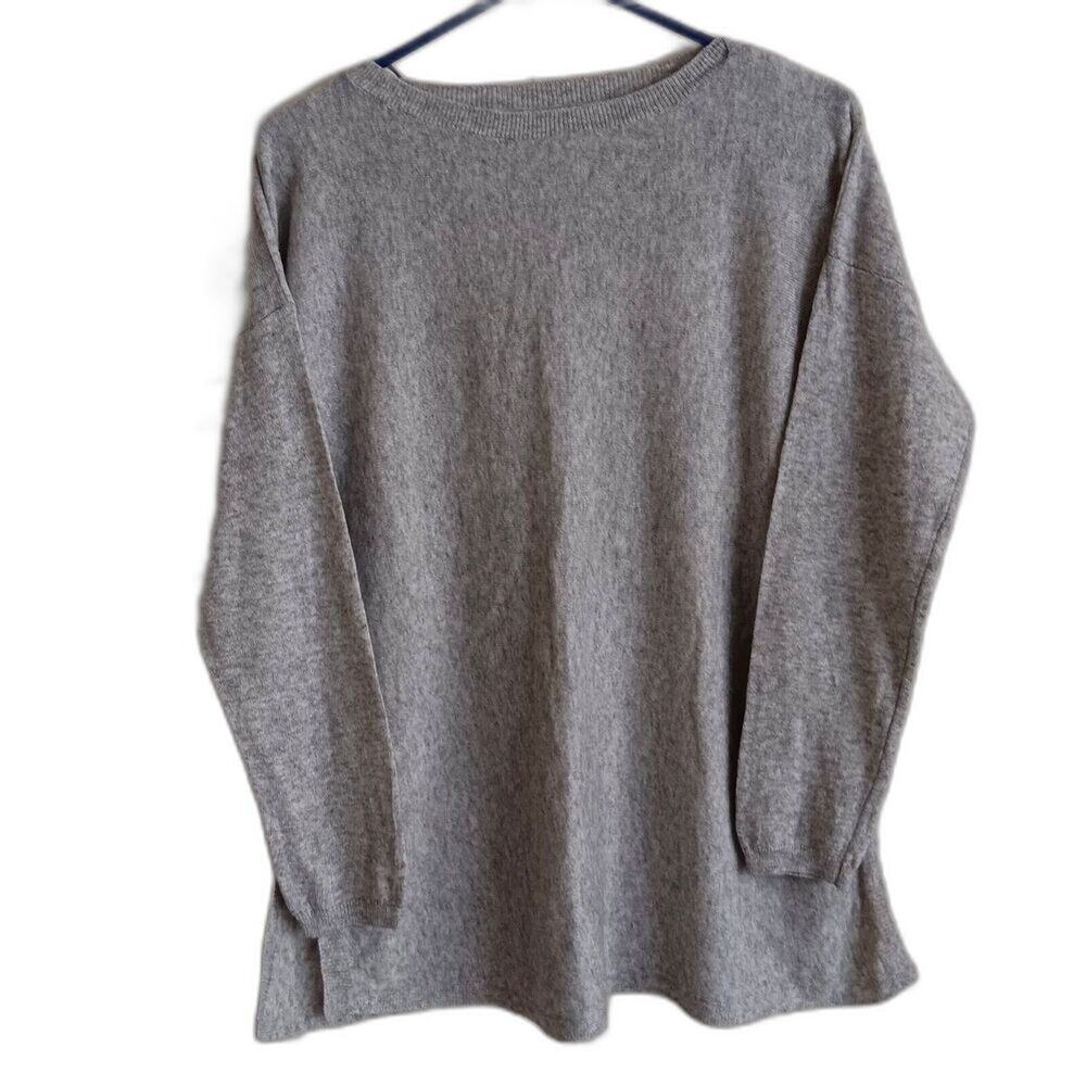 Benedetta B Sweater Womens Large Knit Gray Merino Wool Cashmere Italy Minimalist